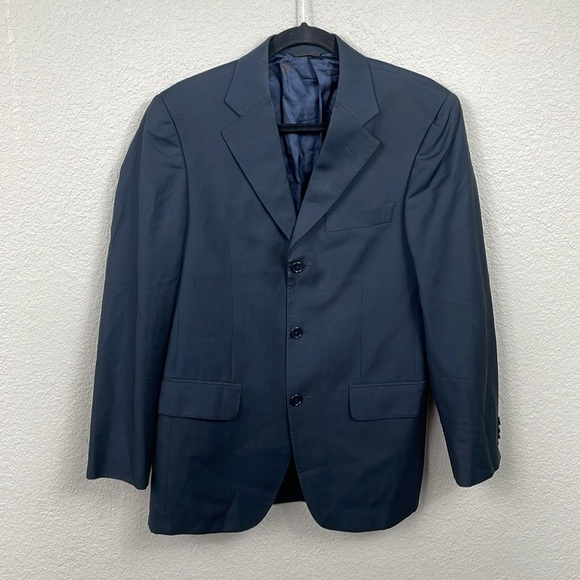 Jack Emerson Navy Blue Wool Blazer Suit Jacket G Napol IT Sz 46 - Picture 1 of 14